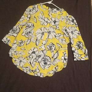 DKNY Yellow Floral Blouse